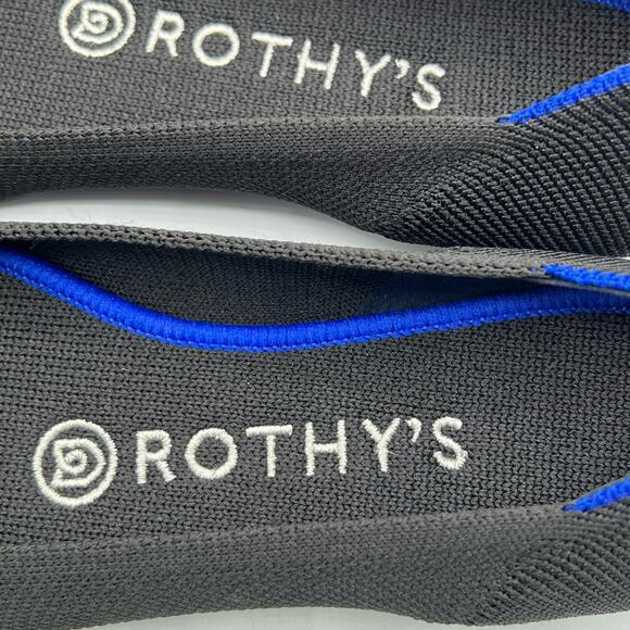 Rothys Womens 5.5 Ballet Flat Slip On Shoes Black Knit Round Toe Insoles New - Picture 4 of 16